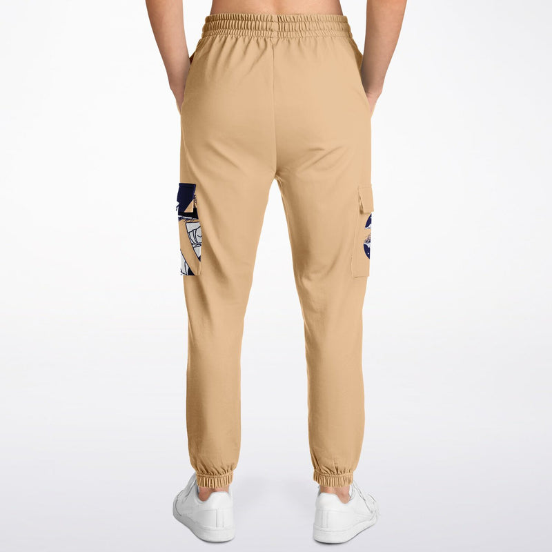 Stardust Print Beige Cargo Sweatpants with Brushed Fleece Lining