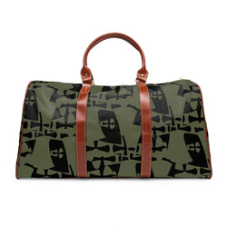 Black-Green Waterproof Travel Bag-Allover Crusader Print