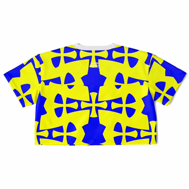 Blue-Yellow Crusader Cropped Football Jersey