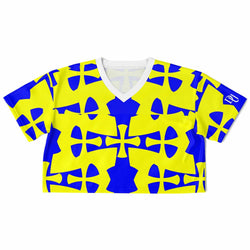 Blue-Yellow Crusader Cropped Football Jersey