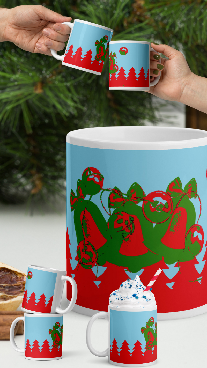 Christmas Bells Print White glossy mug