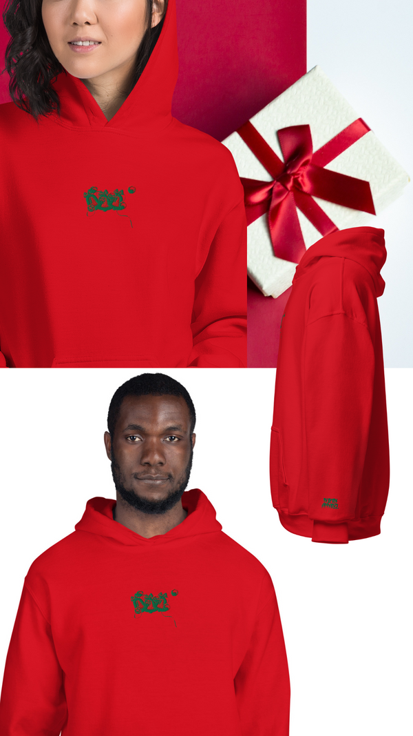 Jingle Bell Embroidered Red Hoodie