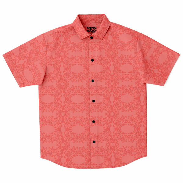Pink Rose Short Sleeve Button Down Shirt
