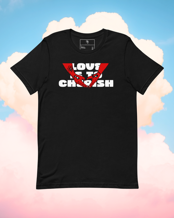 Cherish Valentine Black t-shirt for Valentine's Day Merch