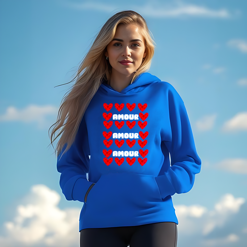 Amour Valentine Royal Blue Hoodie Valentine's Day Merch 