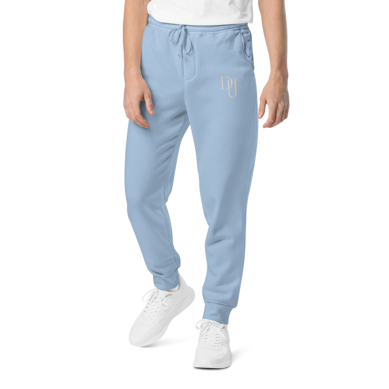 Blue pigment-dyed sweatpants-jersey lined pockets