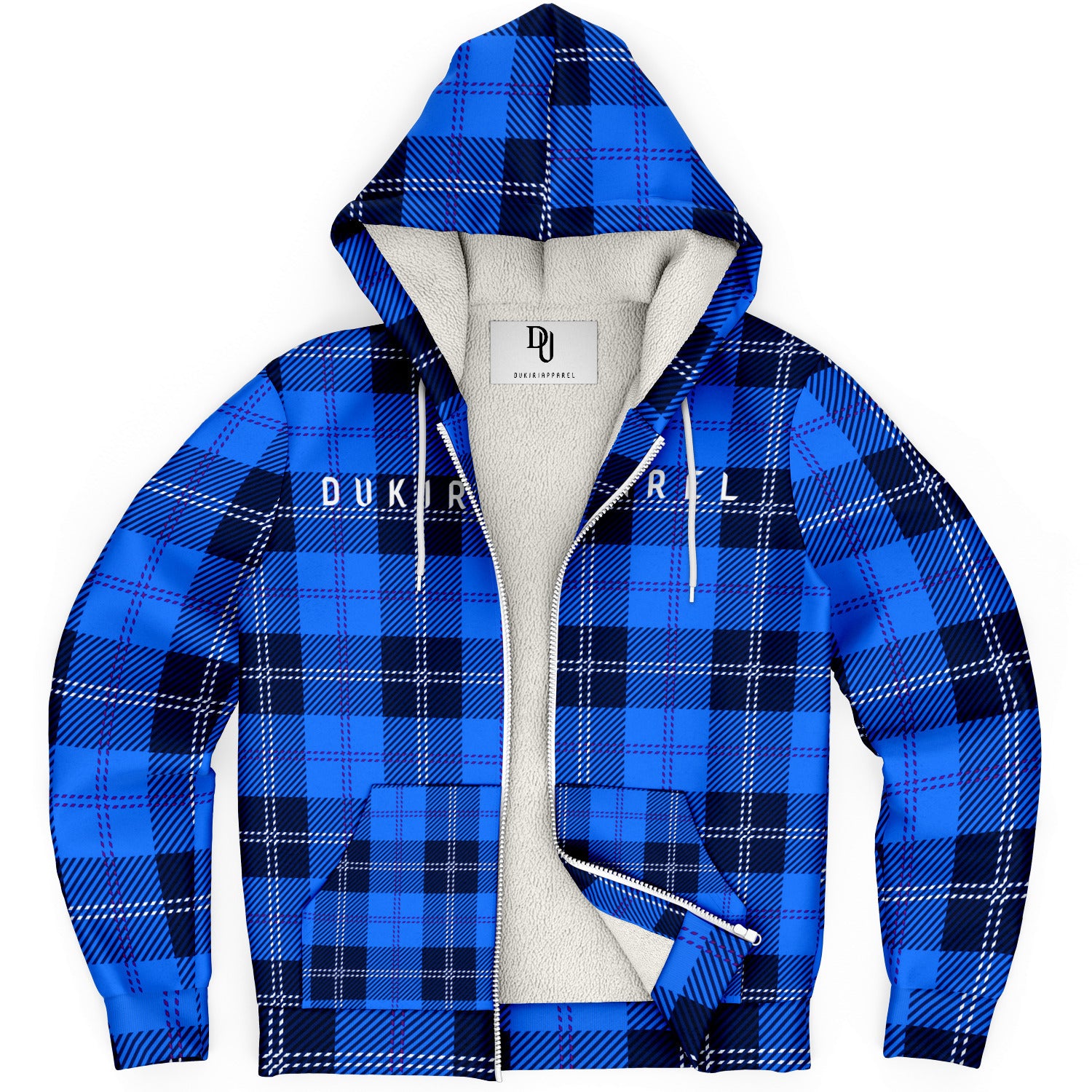 Blue Plaid Zip-up Hoodie