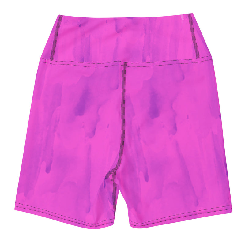 High-waisted purple biker shorts to use for yoga and athleisure