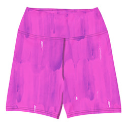 High-waisted purple biker shorts to use for yoga and athleisure